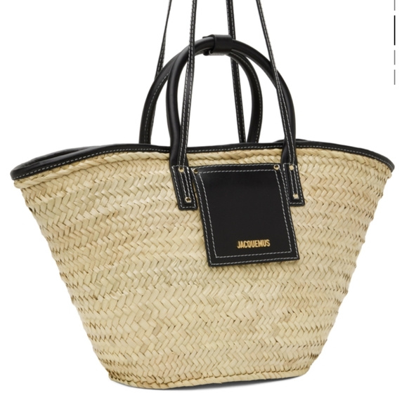 JACQUEMUS  black and beige 'Le Panier Soli' Tote New! - Picture 2 of 4